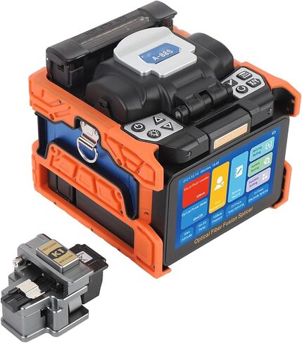 Jeffergarden Fiber Splicer Kit, 8s Splicing 18s Heating 6 Motor Auto Focusing 5in Touch Screen Optical Fiber Splicing Machine, with 6700mAh Battery and Cleaver, for SM MM DS NZDS (US Plug) in Kuwait