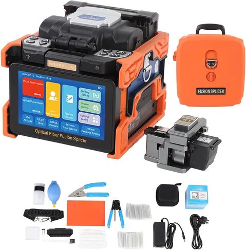 Jeffergarden Fiber Splicer Kit, 8s Splicing 18s Heating 6 Motor Auto Focusing 5in Touch Screen Optical Fiber Splicing Machine, with 6700mAh Battery and Cleaver, for SM MM DS NZDS (US Plug) in Kuwait