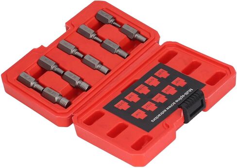 Screw Extractor Set Hex Head Multi Spline Left Spiral Broken Screw Removal Tool for Mechanics and DIY Enthusiasts Chrome Molybdenum Steel 10PCS with Storage Box in Saudi Arabia