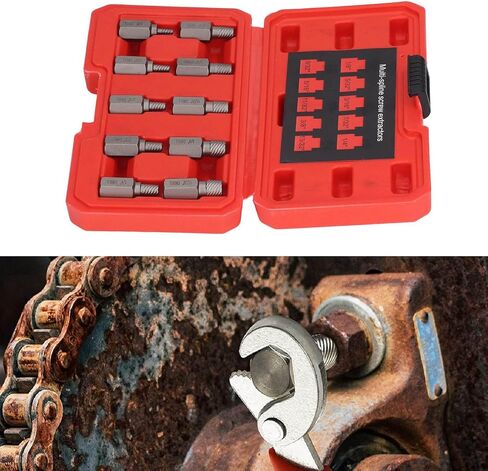 Screw Extractor Set Hex Head Multi Spline Left Spiral Broken Screw Removal Tool for Mechanics and DIY Enthusiasts Chrome Molybdenum Steel 10PCS with Storage Box in Saudi Arabia