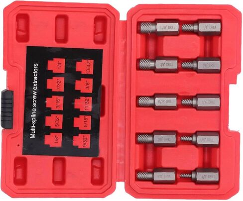 Screw Extractor Set Hex Head Multi Spline Left Spiral Broken Screw Removal Tool for Mechanics and DIY Enthusiasts Chrome Molybdenum Steel 10PCS with Storage Box in Saudi Arabia