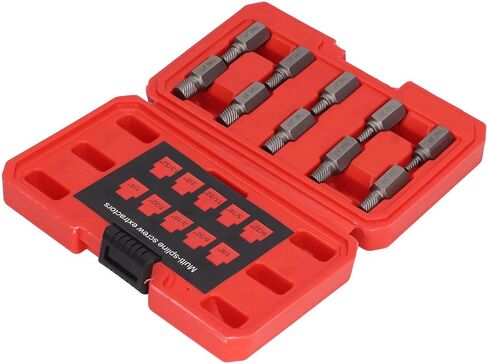 Screw Extractor Set Hex Head Multi Spline Left Spiral Broken Screw Removal Tool for Mechanics and DIY Enthusiasts Chrome Molybdenum Steel 10PCS with Storage Box in Saudi Arabia