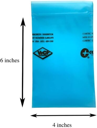 أكياس بسحاب لمنع الصدأ من VCI (4 × 6 بوصات - 4 مل) أكياس بولي Cortec VpCI-126 مضادة للصدأ VCI لحماية المعادن (عبوة من 10) in Saudi Arabia