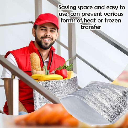 10 قطع من بطانات الصناديق المعزولة من رقائق الألومنيوم السميكة مقاس 13.39 × 10.24 × 9.45 بوصة أكياس حرارية للغداء والوجبات الجاهزة والزهور والمأكولات البحرية والفاكهة والأطعمة المجمدة in Kuwait