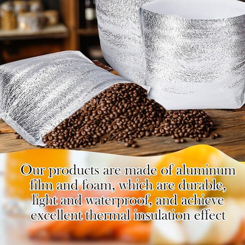 10 قطع من بطانات الصناديق المعزولة من رقائق الألومنيوم السميكة مقاس 13.39 × 10.24 × 9.45 بوصة أكياس حرارية للغداء والوجبات الجاهزة والزهور والمأكولات البحرية والفاكهة والأطعمة المجمدة in Kuwait