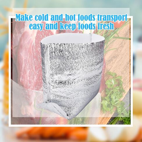 10 قطع من بطانات الصناديق المعزولة من رقائق الألومنيوم السميكة مقاس 13.39 × 10.24 × 9.45 بوصة أكياس حرارية للغداء والوجبات الجاهزة والزهور والمأكولات البحرية والفاكهة والأطعمة المجمدة in Kuwait