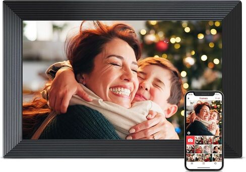 إطار صور رقمي، إطار صور رقمي 10.1 بوصة، واي فاي، ذاكرة 32 جيجا، إطار صور رقمي بشاشة لمس عالية الدقة 1280*800، قابل للتركيب على الحائط، شارك على الفور، هدايا عيد ميلاد للنساء، هدية للأم، بني شوكولاتة in Kuwait