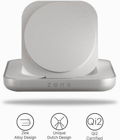 شاحن سفر لاسلكي من Zens Nightstand - معتمد من MagSafe وQi2 - حامل/وسادة قابلة للتحويل - شحن فائق السرعة بقدرة 15 وات - لسلسلة Apple iPhone 15 14 13 و12 وAirPods - مزود بالطاقة متضمن in Kuwait