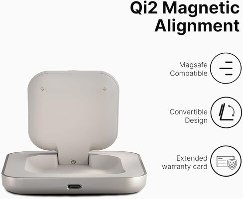 شاحن سفر لاسلكي من Zens Nightstand - معتمد من MagSafe وQi2 - حامل/وسادة قابلة للتحويل - شحن فائق السرعة بقدرة 15 وات - لسلسلة Apple iPhone 15 14 13 و12 وAirPods - مزود بالطاقة متضمن in Kuwait