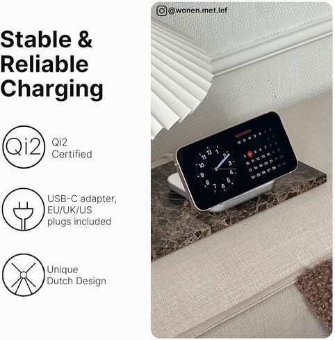 شاحن سفر لاسلكي من Zens Nightstand - معتمد من MagSafe وQi2 - حامل/وسادة قابلة للتحويل - شحن فائق السرعة بقدرة 15 وات - لسلسلة Apple iPhone 15 14 13 و12 وAirPods - مزود بالطاقة متضمن in Kuwait