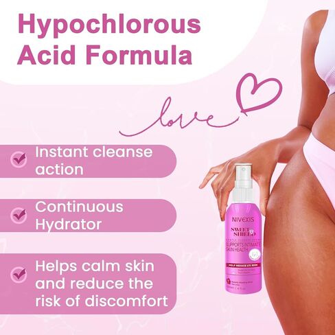Feminine Intimate Skin Spray, Vaginal Odor Control & Itch Relief, pH Balanced Hygiene Cleanser, Soothes Irritated for Vaginal, Hypoallergenic, Fragrance-Free Hypochlorous Acid Formula, 4 fl oz in Saudi Arabia