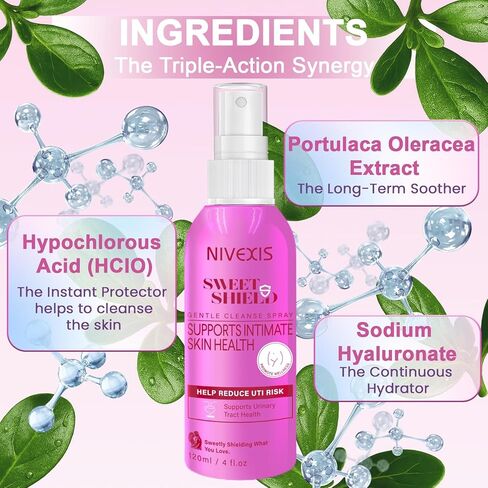 Feminine Intimate Skin Spray, Vaginal Odor Control & Itch Relief, pH Balanced Hygiene Cleanser, Soothes Irritated for Vaginal, Hypoallergenic, Fragrance-Free Hypochlorous Acid Formula, 4 fl oz in Saudi Arabia