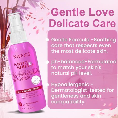 Feminine Intimate Skin Spray, Vaginal Odor Control & Itch Relief, pH Balanced Hygiene Cleanser, Soothes Irritated for Vaginal, Hypoallergenic, Fragrance-Free Hypochlorous Acid Formula, 4 fl oz in Saudi Arabia