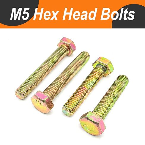 M5 x 25mm 50pcs Heavy Duty Hex Head Screws Hexagon Bolts, 8.8 Grade Alloy Steel, Galvanized Finish, Metric Machine Fully Thread in Saudi Arabia