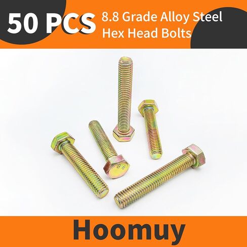 M5 x 25mm 50pcs Heavy Duty Hex Head Screws Hexagon Bolts, 8.8 Grade Alloy Steel, Galvanized Finish, Metric Machine Fully Thread in Saudi Arabia
