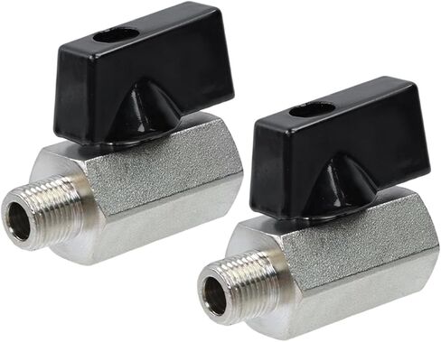 2 Pack DN6 Brass Plated Ball Valves for Pressure Washing, Heavy Duty 1/8" Ball Valve with Black Handle for Water Control, Soft Washing and Industrial Applications(DN6, 2Pcs) in Saudi Arabia