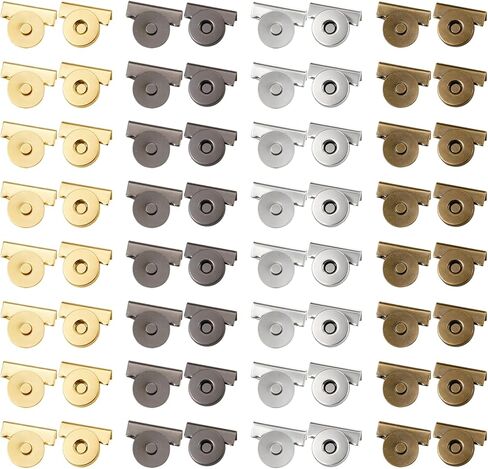 KIBBEH 16 Sets Strong Magnetic Snaps Buttons, Heavy-Duty Sew On or No-Sew Closure for Bag Making, Leather Projects, Purses, Totes and Coats (Dark Gray, Gold, Silver, Copper) in Saudi Arabia