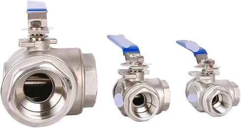 1 قطعة 1/2 "3/4" 1 "1-1/4" 1-1/2 "2" صمام كروي ثلاثي الاتجاه من الفولاذ المقاوم للصدأ L نوع T نوع 304 صمام يدوي بخيط داخلي (1، نوع T) in Kuwait