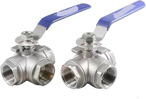 1 قطعة 1/2 "3/4" 1 "1-1/4" 1-1/2 "2" صمام كروي ثلاثي الاتجاه من الفولاذ المقاوم للصدأ L نوع T نوع 304 صمام يدوي بخيط داخلي (1، نوع T) in Kuwait