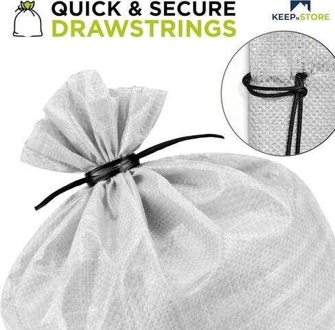 أكياس رمل شديدة التحمل مكونة من 3 أكياس رمل فارغة بيضاء مع أربطة مدمجة، حماية من الأشعة فوق البنفسجية من مادة البولي بروبيلين المنسوجة لمدة 1600 ساعة، أكياس رمل قابلة للتعبئة للتحكم في الفيضانات، الوزن، 10 × 14 بوصة، حجم 15 رطلاً in Kuwait