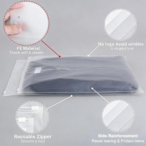 أكياس بولي بسحاب مقاس 12 × 20 بوصة، 100 كيس من البلاستيك المتجمد، حقيبة ملابس قابلة للإغلاق للبيع، الملابس، تغليف العناصر الصغيرة (3.15مل، 4-13 رطل) in Kuwait