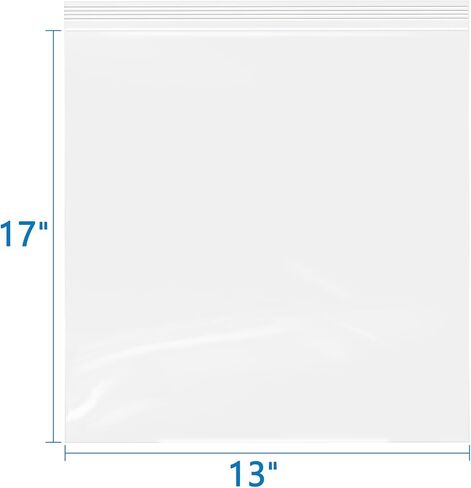 iMailer- 13 بوصة × 17 بوصة 100 عبوة - 2 مل أكياس بسحاب قابلة للإغلاق - أكياس بلاستيكية شفافة مع قفل علوي بسحاب للتخزين والتنظيم والحرف اليدوية والسفر in Kuwait