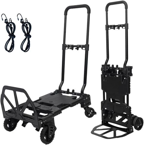 2-in-1 Black Folding Small cart, Outdoor Cargo handling Vehicle, Flatbed Trailer with a Load Capacity of 330 pounds (1, Green+Black Brake) in Saudi Arabia