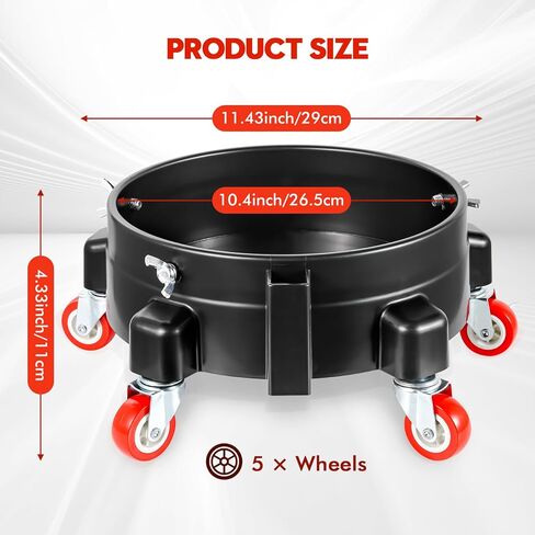 قطعتان من دلو غسيل السيارات عالي التحمل مع عجلات دوارة 360 درجة، دلو سعة 5 جالون، سعة 300 رطل، ملاءمة آمنة، حامل سطل بلاستيكي مستدير لغسيل السيارات، تفاصيل تلقائية in Kuwait