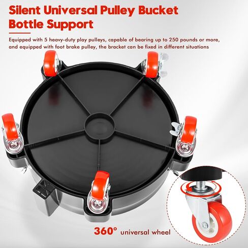 قطعتان من دلو غسيل السيارات عالي التحمل مع عجلات دوارة 360 درجة، دلو سعة 5 جالون، سعة 300 رطل، ملاءمة آمنة، حامل سطل بلاستيكي مستدير لغسيل السيارات، تفاصيل تلقائية in Kuwait