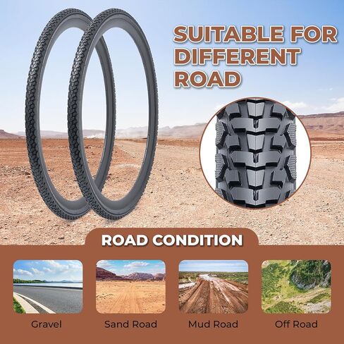 قطعتان من إطارات الدراجة 700x38C، متينة قابلة للطي 700C 40-622 700x38C إطارات دراجات الحصى، إطارات دراجة بديلة لدراجات الطريق، الفاصلة in Kuwait
