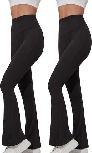 2 Pack Women's Super Soft High Waisted Flare Pants, Leggings Tummy Control Soft Bootleg Bell Bottoms in Saudi Arabia