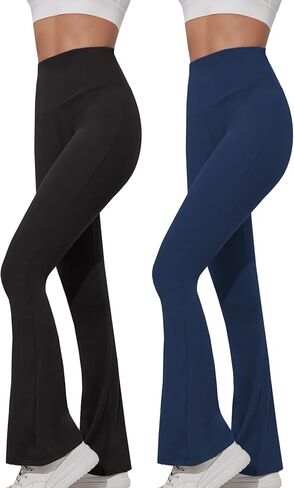 2 Pack Women's Super Soft High Waisted Flare Pants, Leggings Tummy Control Soft Bootleg Bell Bottoms in Saudi Arabia