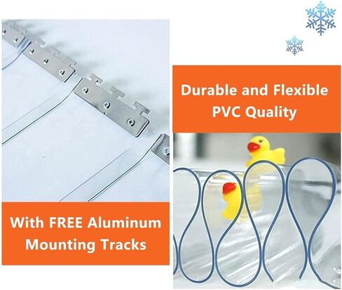 طقم ستائر شريطية شفافة من مادة PVC للمبردات والمجمدات، مقاس 2.15 × 2.2 م، شرائط أبواب متينة من الفينيل، سهلة التركيب، موفرة للطاقة، تحكم شديد في درجة الحرارة in Kuwait