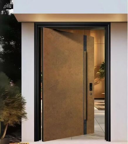 Modern Aluminum Pivot Entrance Door, Security Entry Door, Gray, Sleek Contemporary Style Price per Square Meter in Saudi Arabia