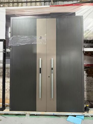 Modern Aluminum Pivot Entrance Door, Security Entry Door, Gray, Sleek Contemporary Style Price per Square Meter in Saudi Arabia