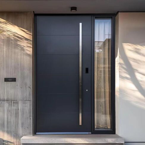 Modern Aluminum Pivot Entrance Door, Security Entry Door, Gray, Sleek Contemporary Style Price per Square Meter in Saudi Arabia
