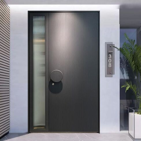 Modern Aluminum Pivot Entrance Door, Security Entry Door, Gray, Sleek Contemporary Style Price per Square Meter in Saudi Arabia