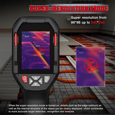 تصوير حراري HABOTEST HT821A، دقة الأشعة تحت الحمراء 240 × 240، كاميرا حرارية محمولة، نطاق درجة حرارة من 4 إلى 1022 درجة فهرنهايت، مع منبه لدرجة الحرارة، مثالي لاستكشاف الأخطاء وإصلاحها الكهربائية وفحص المنزل in Kuwait