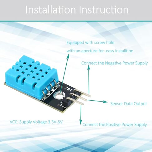 6PCS DHT11 Digital Temperature & Humidity Sensor Module, 3.3V-5V 20-90% RH 0-50℃ Humidity Sensor with Dupont Wires for Arduino Raspberry Pi in Saudi Arabia