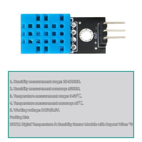 6PCS DHT11 Digital Temperature & Humidity Sensor Module, 3.3V-5V 20-90% RH 0-50℃ Humidity Sensor with Dupont Wires for Arduino Raspberry Pi in Saudi Arabia