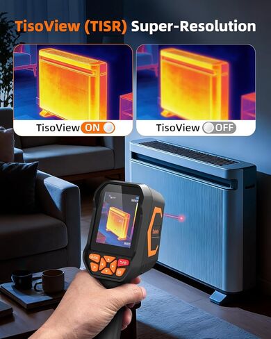 كاميرا Tadeto الحرارية بالأشعة تحت الحمراء، كاميرا تصوير حراري مع مؤشر ليزر، كاميرا تعمل بالأشعة تحت الحمراء بدقة 256*192 TISR مع شاشة LCD 320*240 و9 لوحات حرارية للفحص الكهربائي/التيار المتردد/التدفئة والتهوية وتكييف الهواء/الحيوانات الأليفة/المنزل in Kuwait