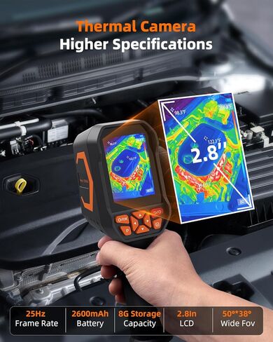 كاميرا Tadeto الحرارية بالأشعة تحت الحمراء، كاميرا تصوير حراري مع مؤشر ليزر، كاميرا تعمل بالأشعة تحت الحمراء بدقة 256*192 TISR مع شاشة LCD 320*240 و9 لوحات حرارية للفحص الكهربائي/التيار المتردد/التدفئة والتهوية وتكييف الهواء/الحيوانات الأليفة/المنزل in Kuwait