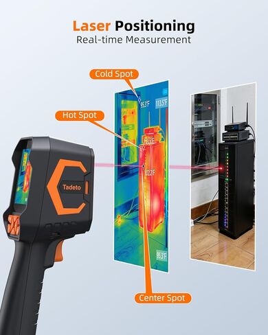 كاميرا Tadeto الحرارية بالأشعة تحت الحمراء، كاميرا تصوير حراري مع مؤشر ليزر، كاميرا تعمل بالأشعة تحت الحمراء بدقة 256*192 TISR مع شاشة LCD 320*240 و9 لوحات حرارية للفحص الكهربائي/التيار المتردد/التدفئة والتهوية وتكييف الهواء/الحيوانات الأليفة/المنزل in Kuwait