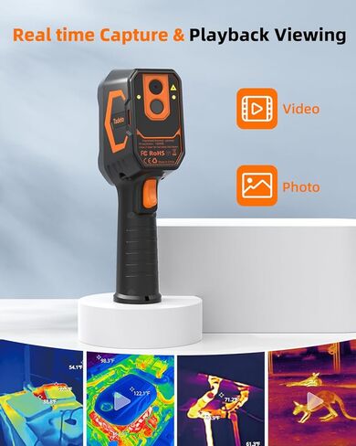 كاميرا Tadeto الحرارية بالأشعة تحت الحمراء، كاميرا تصوير حراري مع مؤشر ليزر، كاميرا تعمل بالأشعة تحت الحمراء بدقة 256*192 TISR مع شاشة LCD 320*240 و9 لوحات حرارية للفحص الكهربائي/التيار المتردد/التدفئة والتهوية وتكييف الهواء/الحيوانات الأليفة/المنزل in Kuwait