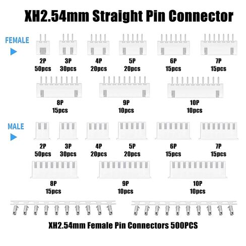 1270pcs XH 2.54mm Pitch 2p 3p 4p 5p Terminal Kit Housing Pin Header JST Connector Wire Connectors Adaptor XH2.54 TJC3 in Saudi Arabia
