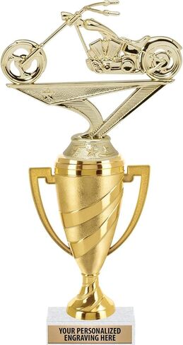 Crown Awards Motorcycle Chopper Trophy, 11" Gold Cup Motorcycle Chopper Trophies with Engraving Included Prime in Kuwait