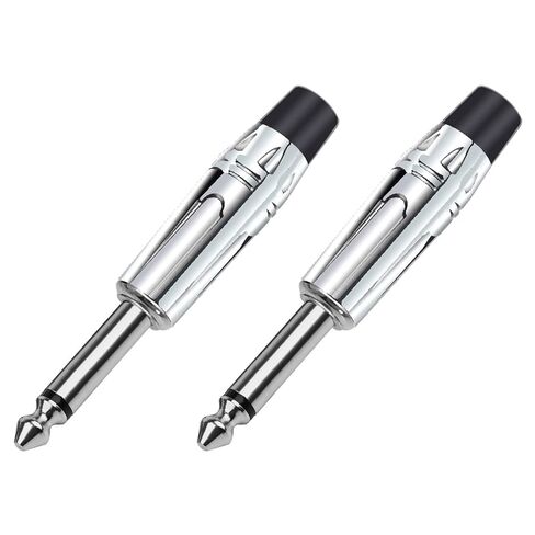 10 قطعة 6.35 مللي متر الرافعات أحادية 2 البولنديين 6.3 مللي متر ذكر موصل قابس 1/4 بوصة ميكروفون ميكروفون الغيتار موصل قابس (أسود) in Kuwait