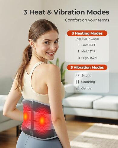 Cordless Heating Massage Pad Customizable Pain Relief with 3 Heat 3 Vibration 3 Timer Settings Wearable and Rechargeable for Back Menstrual Cramps Thoughtful Unisex Gift in Saudi Arabia