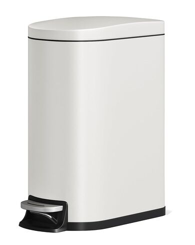 13 Gallon Slim Kitchen Trash Can, Garbage Bin with Soft Close Lid, Foot Pedal, Fingerprint Proof, Removable Inner Bucket, Rear Handle for Kitchen, Bedroom, Bathroom in Saudi Arabia