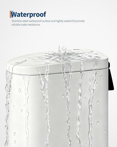 13 Gallon Slim Kitchen Trash Can, Garbage Bin with Soft Close Lid, Foot Pedal, Fingerprint Proof, Removable Inner Bucket, Rear Handle for Kitchen, Bedroom, Bathroom in Saudi Arabia